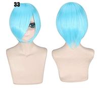 28 colori 30 cm parrucca cosplay per feste corte in costume nero bianco viola blu giallo parrucche universali in fibra resistente al calore frangetta peluca 33