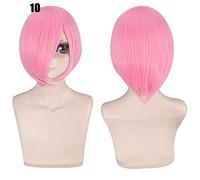 28 colori 30 cm parrucca cosplay per feste corte in costume nero bianco viola blu giallo parrucche universali in fibra resistente al calore frangetta peluca 10