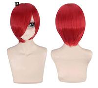 28 colori 30 cm parrucca cosplay per feste corte in costume nero bianco viola blu giallo parrucche universali in fibra resistente al calore frangetta peluca 17
