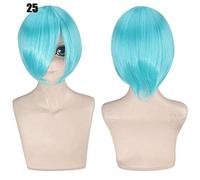 28 colori 30 cm parrucca cosplay per feste corte in costume nero bianco viola blu giallo parrucche universali in fibra resistente al calore frangetta peluca 25