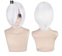 28 colori 30 cm parrucca cosplay per feste corte in costume nero bianco viola blu giallo parrucche universali in fibra resistente al calore frangetta peluca 23