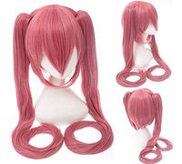 28 Colori Vocaloid Hatsune Miku Parrucca Cosplay Lunga Termoresistente Clip Di Capelli Sintetici Coda Di Cavallo Parrucche + Cappuccio Parrucca Fumo Rosa 3