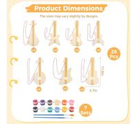 28 forme di chitarra in legno vuote con 7 confezioni di pigmenti, ritagli musicali incompiuti per divertimento creativo fai da te, perfette per lezioni d'arte e artigianato