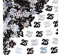 28 g nero e argento coriandoli per 25 ° compleanno metallizzati Glitz tavolo disperdere età Bday decorazioni per feste