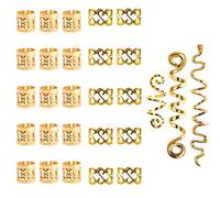 28 Pcs Dreadlock Perline Clip a Spirale,Capelli Treccia Perline,Perline per Capelli Dreadlocks,Dreadlocks per Accessori Capelli Decorazione,per Capelli Anelli Di Capelli Treccia Perline(Oro)