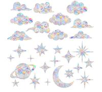 28 Pezzi Adesivi per Finestre Prismi Arcobaleno,Sun Catcher Sticker Planet Element,Forma di Nuvola Adesivi per Zanzariere Anticollisione,Prismi Adesivio Suncatcher per Porte Scorrevoli Finestre Vetro