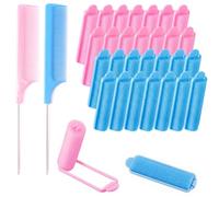 28 Pezzi Bigodini per Capelli Piccoli con 2 Pettini a Coda, Bigodini per Boccoli e Permanente per Capelli Corti e Medi, Set Bigodini Ventilati per Volume e Styling Fai da Te, Blu e Rosa