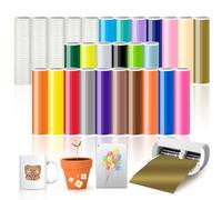 28 Pezzi di Vinile Permanente Smart per Cricut Joy Xtra, Vinile Adesivo Permanente Smart con Pellicola di Trasferimento 24x30,5cm Pellicola per Plotter Vinile Pellicola Autoadesiva per DIY Tazze, Auto