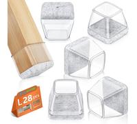 28 Pezzi Feltrini per Sedie Quadrati, Gommini per Sedie in Silicone Con Feltro,