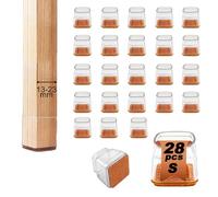 28 Pezzi Feltrini Quadrati per Sedie, Gommini in Silicone con Feltro, Proteggi Gambe per Mobili 13-23mm, Elastiche, Protezione Antigraffio(Piccolo)