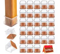 28 Pezzi Feltrini Quadrati per Sedie, Gommini per Sedie in Silicone con Feltro, Proteggi Gambe per Mobili 25-32mm, Elastiche Protezione per Antigraffio (Piccolo)