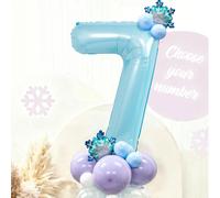 28 pezzi Palloncini decorativi natalizi a forma di fiocco di neve e numeri, include numeri giganti da 40 pollici (0-9), mini palloncini a forma di fiocco di neve, adatti per feste a tema ghiaccio e ne