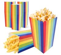 28 Pezzi Sacchetti Pop Corn, 15X8cm Strisce Multicolori Contenitori Pop Corn, Contenitori Caramella Contenitore Cassetta, Scatole Di Popcorn per Feste, Compleanni, Carnevale, Serate Al Cinema, Party