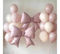 28 pezzi/set Palloncini con fiocco rosa opaco, palloncini in foil rosa grande a forma di fiocco da 12 pollici, palloncini in lattice rosa adatti per matrimoni, feste di compleanno, decorazioni a tema 
