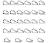 28 pezzi supporto per corda, ditale per fune metallica, ditale per cavi, 3 mm, in acciaio inox, riutilizzabile, per stendibiancheria, palo per bandiera, coperte, tende da sole, corde