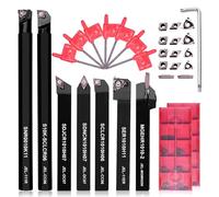 28 Pezzi Utensili Tornio per Metallo 10mm Multifunzione Duro Inserti Titolari Bar Alesatore con Chiavi per Supporto dell'Utensile con Inserti in Carburo Lama (10mm)