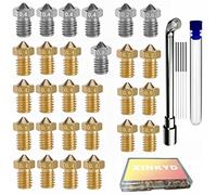 28 ugelli per stampante 3D, in ottone + acciaio inox Nozzle V6, filettatura M6, per filamento 1,75, per tutte le stampanti 3D V6 Hotend, come ad esempio Anycubic i3 Mega, Anycubic Chiron, Prusa i3