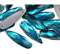 28 x 8 mm a goccia posteriore piatta da cucire su perline per artigianato - 30 pezzi Aqua CH24