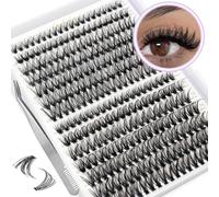 280 ciuffetti di ciglia finte con curvatura a C, singole ciglia finte con una pinzetta, kit di extension per ciglia naturali fai da te, kit di ciglia singole russe a ciuffetti riutilizzabili a casa
