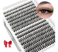 280 extension singole per ciglia finte fai da te, con curvatura a C, riutilizzabili, soffici, con pinzette (30P + 40P, 9-16 mm)