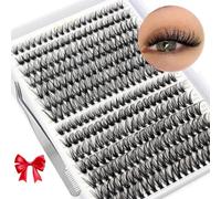 280 extension singole per ciglia finte fai da te, con curvatura a C, riutilizzabili, soffici, con pinzette (30P + 40P, 9-16 mm)