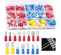 280 Pezzi Connettori Elettrici Terminali, Capicorda Elettrici Assortimento 0.5-6.0 mm², 15 Tipi di Crimpare con Isolanti di Connettori Maschio, Femmina, Anello e Forcella, Cavo da con Scatola