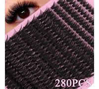 280 pezzi di ciglie individuali da 60D con lunghezze miste da 8 a 16 mm, caratterizzate da una texture morbida, soffice e densamente arricciata per uno sguardo pieno e voluminoso. Questi grappoli di c