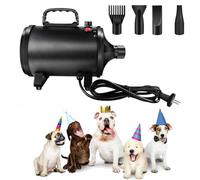 2800 W Asciugacapelli per cani, Pulsore cane silenzioso, 2 velocità: 50 m/s e 100 m/s, 2 temperatura: 35 °C e 65 °C, soffiatore per cani con 4 ugelli e tubo elastico