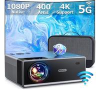 【28000 lumen ad alta luminosità】Proiettore con WiFi 5G e Bluetooth, supporta 4K, zoom massimo 300", proiettore Home Theater compatibile con HDMI/USB/telefono/laptop/TV Stick