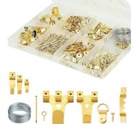 282 ganci per pareti dure, kit per appendere quadri, ganci resistenti per cornici, set di ganci assortiti per quadri, anelli a D, filo di acciaio, chiodi, viti