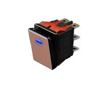 2822-3 Gear with Red/Green/Blue Light Waterproof KCD6 Rocker Aluminum Brushed Panel High-Gloss Edge Metal Boat Switch(B-(Golden P) 2-Speed,9-24V) Switches