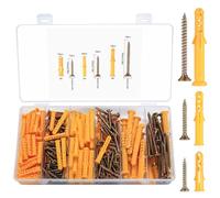 284 Pezzi Tasselli con Vite Set per Cartongesso, Viti Metalliche Autofilettanti e Tasselli in Plastica, Viti Autoperforanti con Tasselli di Espansione a Muro per Legno,M3.5/M4/M5/M6/M8(giallo)