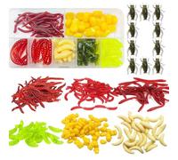 285 Esche Artificiali Spinning, Aspetto Realistico e Naturale, Esche Artificiali Morbide, Pratico Kit Pesca, con Breadworm, Lombrico e Grilli, per la Pesca D'acqua Dolce e Salata