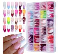 288 pezzi su tutta la superficie lucida Press On Unghie Multicolore Artificiali Unghie Con Scatola di Immagazzinaggio Per Donne E Ragazze