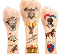288 tatuaggi temporanei da cavaliere, castello medievale, cavalieri medievali, regali per feste, decorazioni, accessori per bambini, ragazzi, adulti, costume da cavaliere, cosplay, feste (24 fogli)