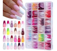 288pcs Moda Unghie Artificiali Copertura Completa Finitura Lucida Acrilico Premere Su Unghie Facile Applicazione Per Le Signore E Le Ragazze Nail Salon Forn
