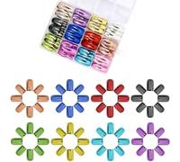 288Pcs Square Press On Stick On Con Olografico Metallico Lucido Acrilico Manicure Art Per Le Parti