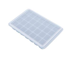 28Grids - Stampo per ghiaccio fai da te, in silicone, per budino, cioccolato, con coperchio, colore: blu terra d'ombra