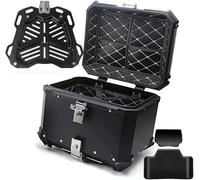 28l 45l 55l 65l 100l Bauletto Moto Scatola Portabagagli Posteriore Universale Baule Moto Impermeabile Valigia Valigia Tour Scatola Casco con Cuscino Posteriore, Black, 55L