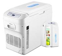 28L Piccolo Frigorifero Portatile per Auto 12V/24V/220V Frigorifero per Auto Uso Domestico Scatola di Raffreddamento e Scaldino Congelatore da Viaggio per Campeggio, Guida, Pesca, Picnic, White
