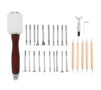 28Pcs Leather Craft Tools Set, DIY Manual Leather Working Tools with Carving Hammer Stamping Tools and Revolving Knife for Beginners to Advanced Leather Artisans, Complete Kit with