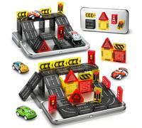 28pezzi/36pezzi Mini Mattoncini Magnetici a Tema Traffico Stradale per Bambini 3-8 Anni, Giocattoli Educativi STEM, Blocchi Magnetici Portatili con Contenitore, Giocattoli Montessori per la Prima Educ
