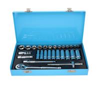 28pz 3/8" Unità Metrica MM Bassa + Presa Profonda e Set Accessori 8 - 24mm