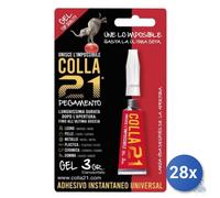 28x ADESIVO COLLA 21 GEL IN TUBETTO grammi 3