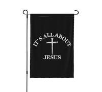 28X40 Double Sided, It's All About Jesus Garden Flag Christian God Ch rlie Ki k Yard Flag Decorations for Home Outdoor Garden Banner Sign