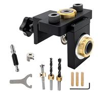 29 Pezzi Dima per Spinatura Legno, 8/10/15mm Dima per Fori a Tasca, 3 in 1 Dima per Tasselli Legno con Clip Di Posizionamento Regolabile, per Falegnameria (Nero)