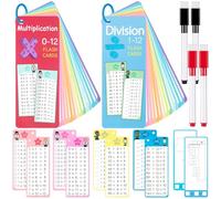 29 Pezzi Flashcard Matematica per Bambini,Tabelline e Divisioni 0-12 con 4 Pennarelli Cancellabili e 2 Anelli, Giochi Educativi Tabella Moltiplicazione e Divisione,Schede Didattiche 1x1 Scuola e Casa