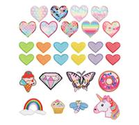 29 toppe termoadesive colorate a forma di cuore, per bambini, toppa termoadesiva a forma di cuore, applicazioni per cucire