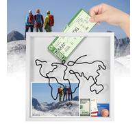 29 x 29cm Scatola Cornice del Archivio Avventura Multifunzionale, Durevole Bianca Scatola dei Ricordi da Viaggio con Slot, Scatola di Ombra Biglietti per Foto Cartolina Monete