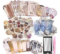 290 adesivi estetici per scrapbooking, fai da te, carta decorativa, per dessert, kit di carta per album di ritagli, diari (tempo passato)